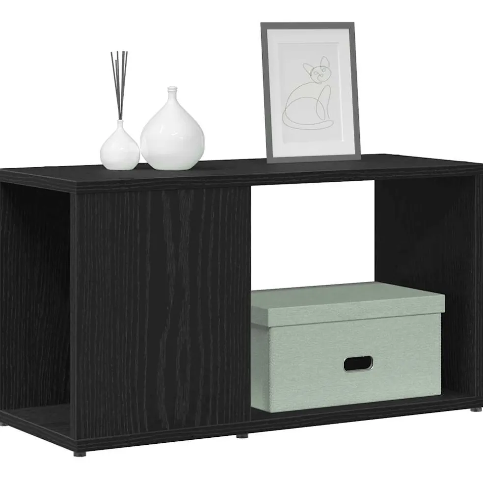 vidaXL Tv-meubel 60x24x32 cm spaanplaat zwart eikenkleurig