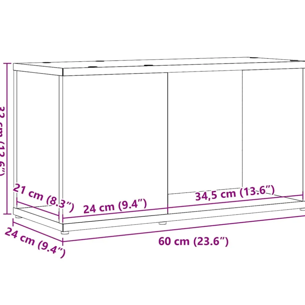 vidaXL Tv-meubel 60x24x32 cm spaanplaat zwart eikenkleurig