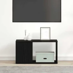 vidaXL Tv-meubel 60x24x32 cm spaanplaat zwart eikenkleurig
