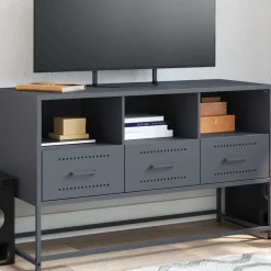 vidaXL Tv-meubel 100,5x39x60,5 cm staal antracietkleurig