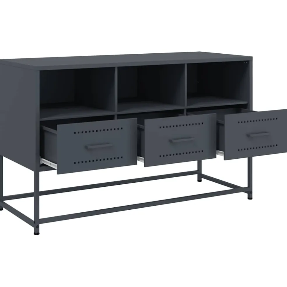 vidaXL Tv-meubel 100,5x39x60,5 cm staal antracietkleurig