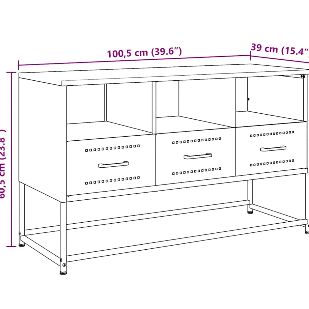 vidaXL Tv-meubel 100,5x39x60,5 cm staal antracietkleurig