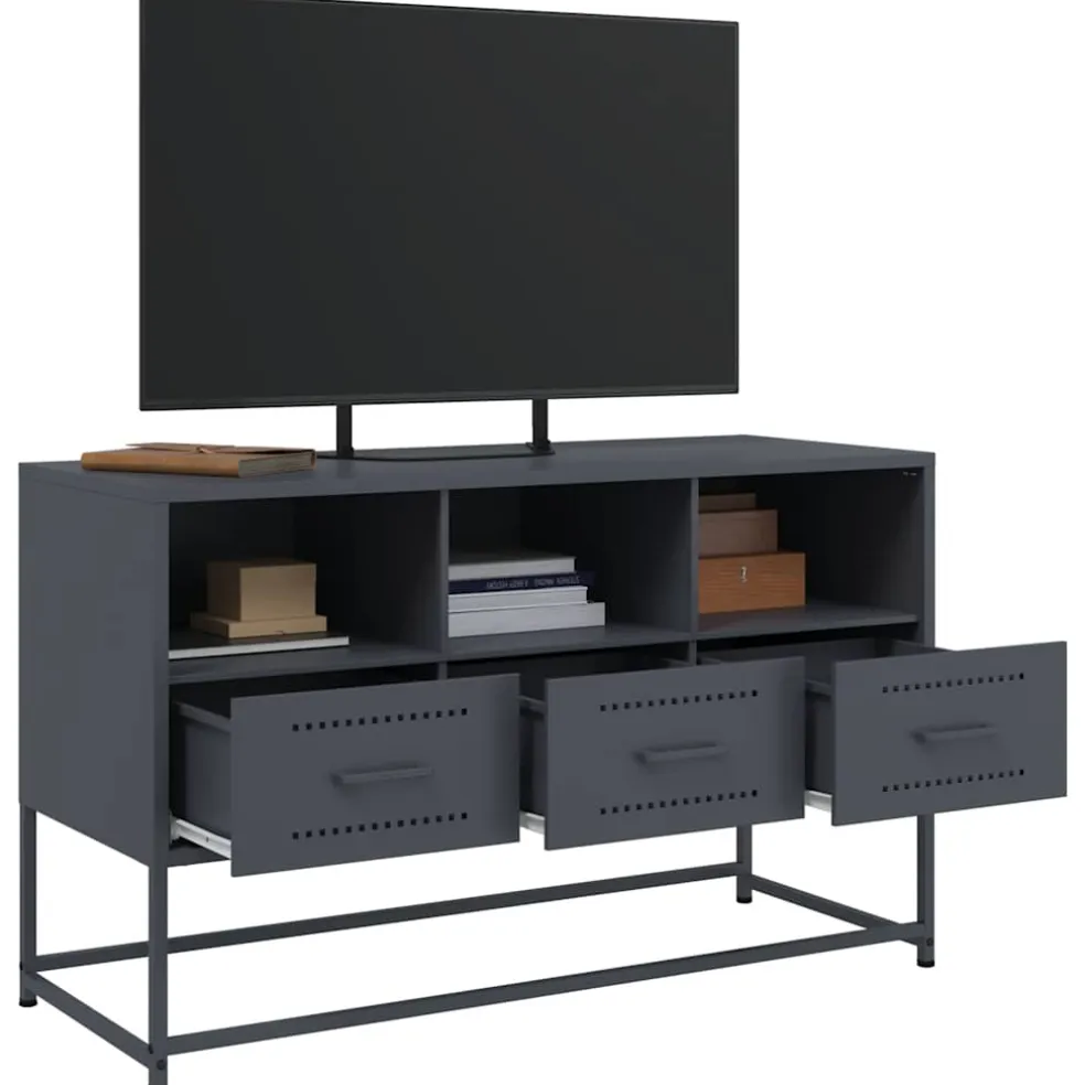 vidaXL Tv-meubel 100,5x39x60,5 cm staal antracietkleurig