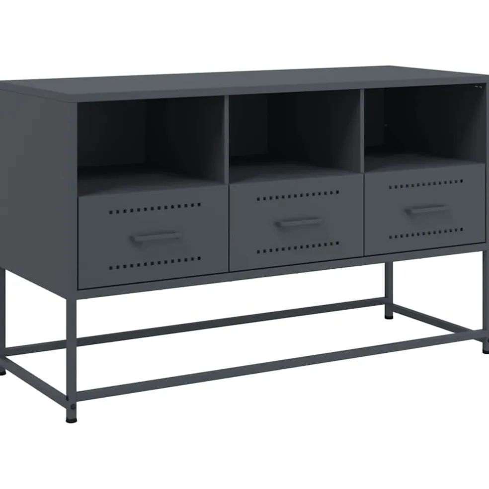 vidaXL Tv-meubel 100,5x39x60,5 cm staal antracietkleurig
