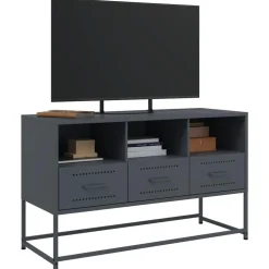 vidaXL Tv-meubel 100,5x39x60,5 cm staal antracietkleurig