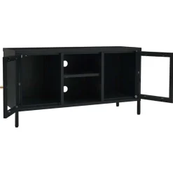 vidaXL Tv-meubel 105x35x52 cm staal en glas zwart
