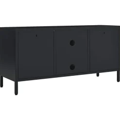 vidaXL Tv-meubel 105x35x52 cm staal en glas zwart