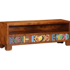 vidaXL TV-meubel 110x30x40 massief acaciahout meerkleurig
