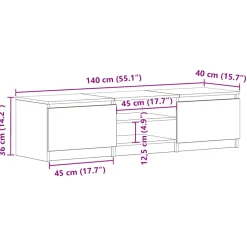 vidaXL TV-meubel Zwart Eiken 140x40x36 cm Bewerkt Hout