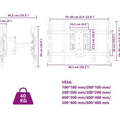 vidaXL Tv-muurbeugel 37-80 inch scherm 40 kg Max VESA 600x400 mm