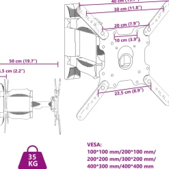 vidaXL Tv-muurbeugel 32-55 inch scherm 35 kg Max VESA 400x400 cm