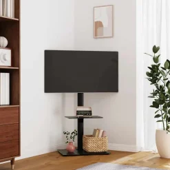 vidaXL Tv-standaard hoekmodel 2-laags voor 32-65 inch zwart