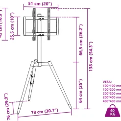 vidaXL Tv-statief 37-65 inch scherm 40 kg Max VESA 400x400 cm