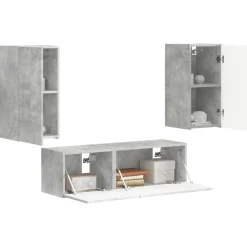vidaXL TV Wandkast Set 4 st Beton Grijs Bewerkt hout