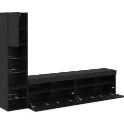 vidaXL TV-wandmeubel 4 st Zwart Eiken Bewerkt hout