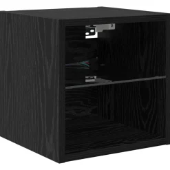 vidaXL TV-wandmeubel 4 st Zwart Eiken Bewerkt hout