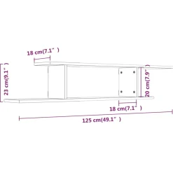 vidaXL Tv-wandschap 125x18x23 cm bewerkt hout gerookt eikenkleurig