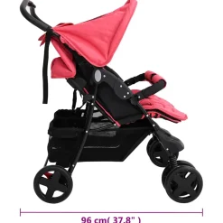 vidaXL Tweelingkinderwagen staal rood