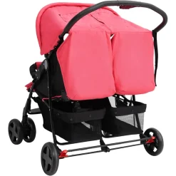 vidaXL Tweelingkinderwagen staal rood