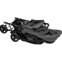 vidaXL Tweelingkinderwagen tandem staal donkergrijs