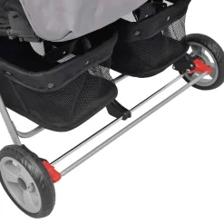vidaXL Tweelingwagen staal grijs en zwart
