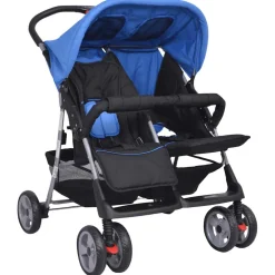 vidaXL Tweelingwagen staal rood en zwart
