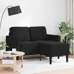 vidaXL Tweezitsbank met chaise longue L-vormig zwart 125 cm fluweel