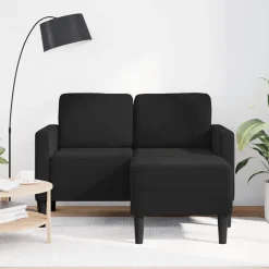 vidaXL Tweezitsbank met chaise longue L-vormig zwart 125 cm fluweel