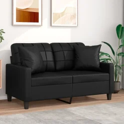 vidaXL Tweezitsbank met sierkussens 120 cm kunstleer zwart