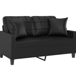 vidaXL Tweezitsbank met sierkussens 120 cm kunstleer zwart