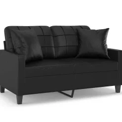 vidaXL Tweezitsbank met sierkussens 120 cm kunstleer zwart