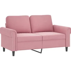 vidaXL Tweezitsbank met sierkussens 120 cm fluweel roze