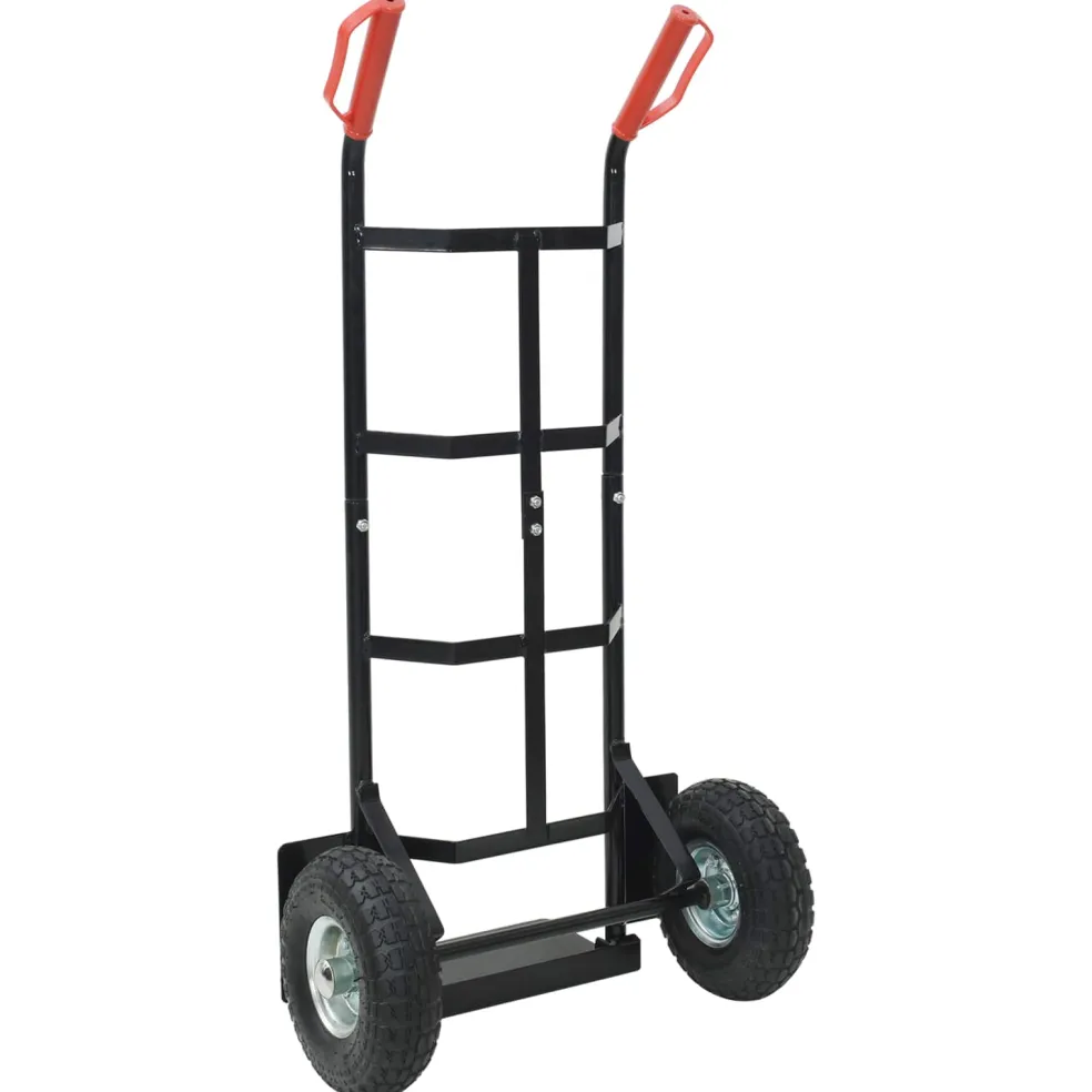 vidaXL Uitschuifbare handkar Zwart en Rood 57 x 46 x 113 cm Staal