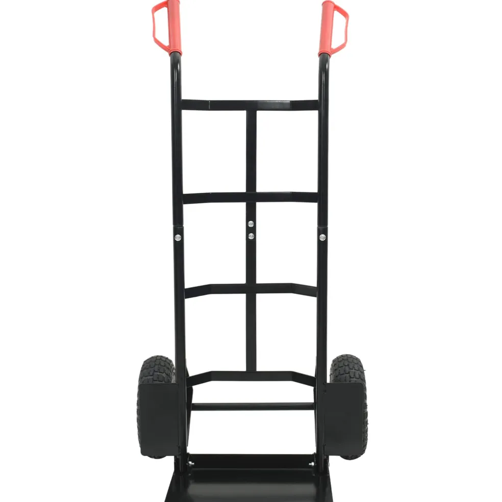 vidaXL Uitschuifbare handkar Zwart en Rood 57 x 46 x 113 cm Staal