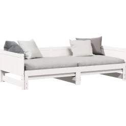 vidaXL Uittrekbare Dagbed Wit 203,5 x 184 x 56,5 cm Massief Vurenhout