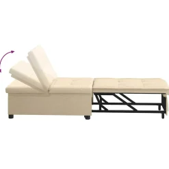 vidaXL Uittrekbare Slaapbank Crème 194 x 50 x 82 cm Stof