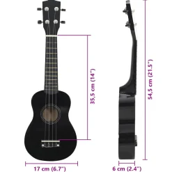 vidaXL Ukuleleset met tas voor kinderen sopraan 21'' zwart