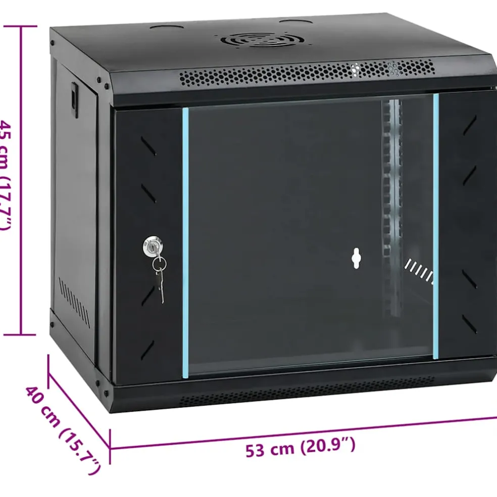 vidaXL 9U Wandgemonteerde Netwerkkast 19" IP20 53x40x45 cm