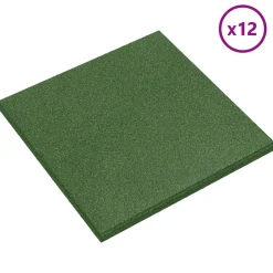 vidaXL Valbescherming Tegels 12 st Groen 50 x 50 cm Rubber