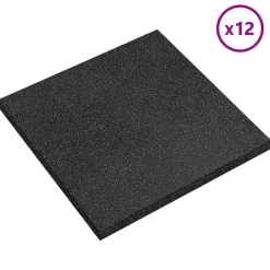vidaXL Valbescherming Tegels 12 st Zwart 50 x 50 cm Rubber