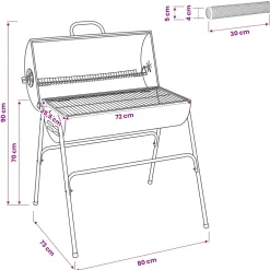 vidaXL Vaten Grill met 2 Kookroosters 3 st 80 x 73 x 90 cm Metaal
