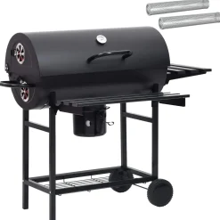 vidaXL Vaten Grill met Wielen en Planken 3 st 115 x 85 x 95 cm Metaal