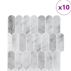 vidaXL Veer Tegel 10 st Grijs Marmer 30 x 30 cm Polyurethaan en PET