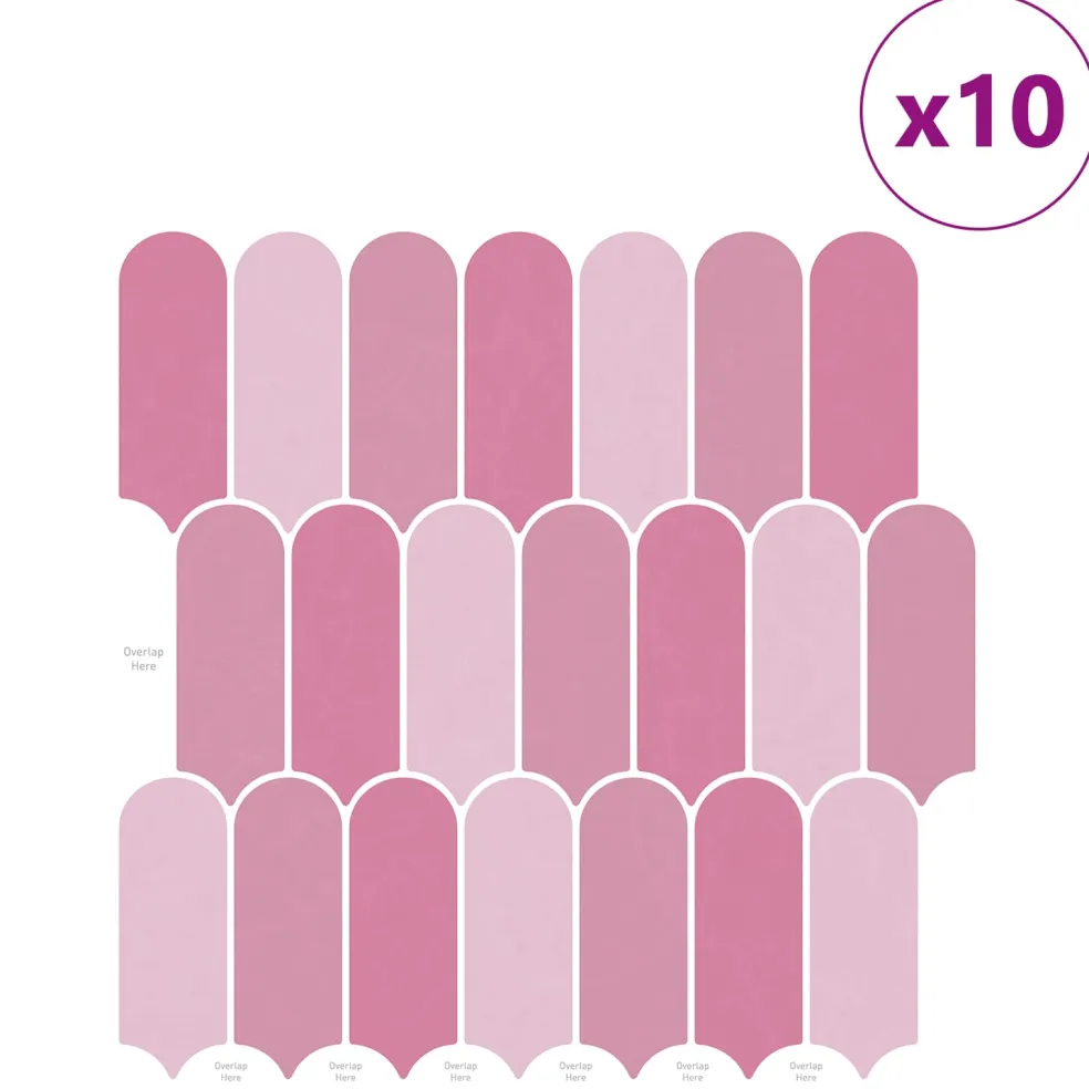 vidaXL Veer Tegel 10 st Roze 30 x 30 cm Polyurethaan en PET
