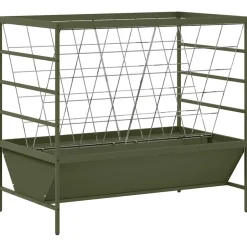 vidaXL Vee voeder Olijfgroen 100 x 60 x 90 cm 15 kg Koudgewalst Staal