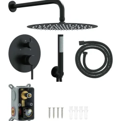 vidaXL Verborgen Douche Systeem (Rond) Zwart RVS 201
