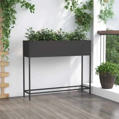 vidaXL Verhoogde Tuin Plantbak Zwart 100 x 26 x 82 cm Staal