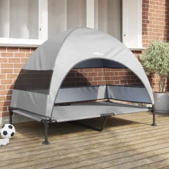 vidaXL Verhoogd Hondenbed 127 x 81 x 108 cm Stof en Staal Zilvergrijs