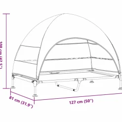 vidaXL Verhoogd Hondenbed 127 x 81 x 108 cm Stof en Staal Zilvergrijs