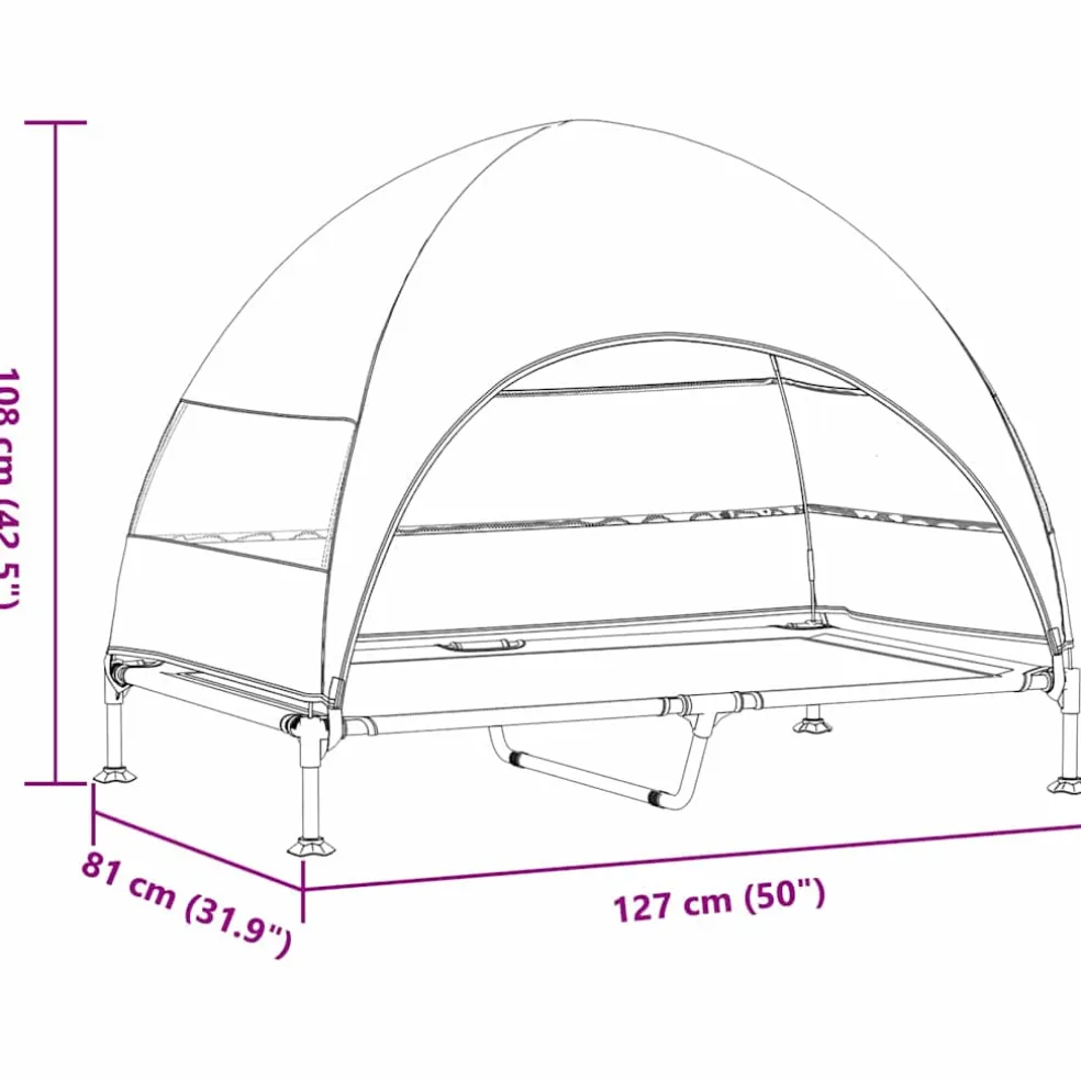 vidaXL Verhoogd Hondenbed 127 x 81 x 108 cm Stof en Staal Zilvergrijs